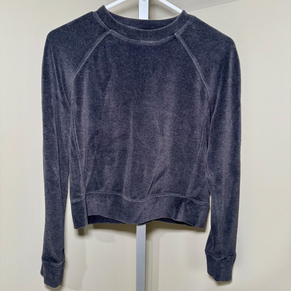 Lululemon Velour Crew Neck Long Sleeve‎ Sweatshirt Womens Charcoal Gray Size 4